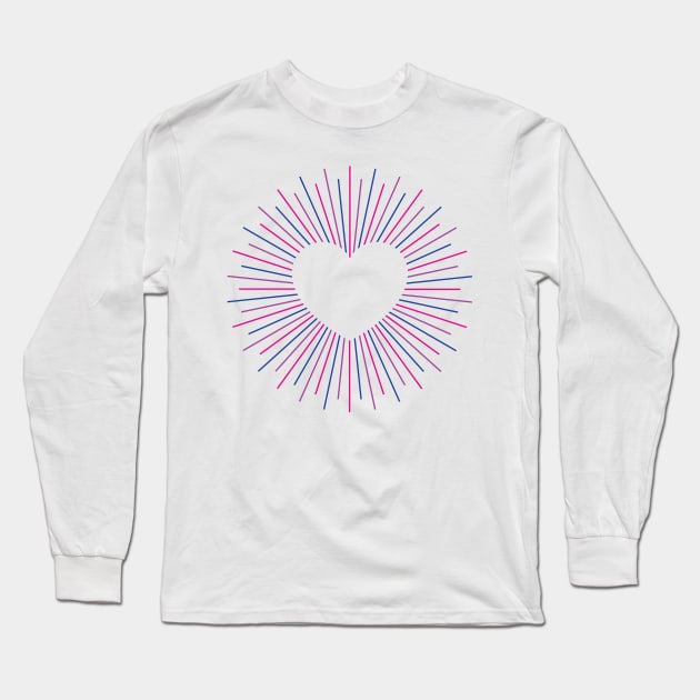 Bi Pride Radial Heart Long Sleeve T-Shirt by lavenderhearts